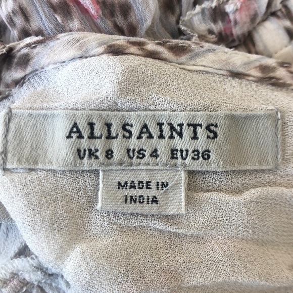 All Saints floral stripe tie shoulder top - Picture 3 of 7